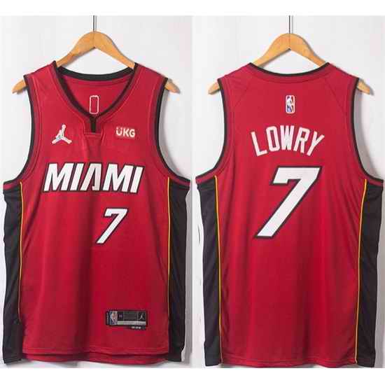 Men Miami Heat #7 Kyle Lowry Red Statement Edition 75th Anniversary Stitched Jersey->miami heat->NBA Jersey