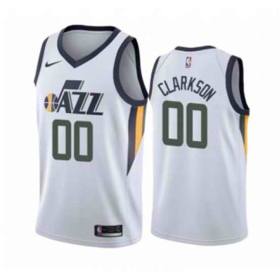 Men Utah Jazz #00 Jordan Clarkson White Association Edition Swingman Stitched Jersey->oklahoma city thunder->NBA Jersey