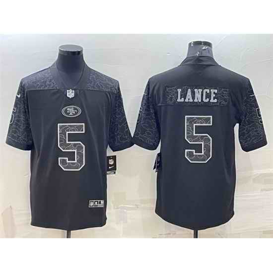 Men San Francisco 49ers #5 Trey Lance Black Reflective Limited Stitched Football Jersey->seattle seahawks->NFL Jersey