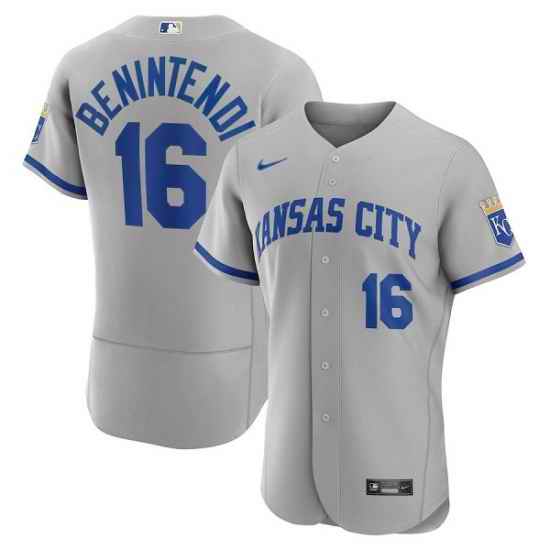 Men Kansas City Royals #16 Andrew Benintendi Grey Flex Base Stitched Jersey->kansas city royals->MLB Jersey