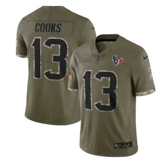 Men Houston Texans #13 Brandin Cooks Olive 2022 Salute To Service Limited Stitched Jersey->green bay packers->NFL Jersey