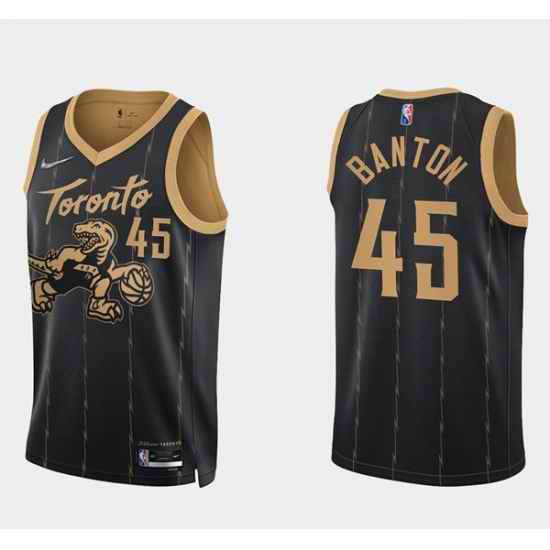 Men Toronto Raptors 45 Dalano Banton 2021 #22 City Edition Black 75th Anniversary Swingman Stitched Basketball Jersey->new york knicks->NBA Jersey