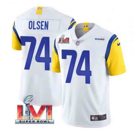 Nike Los Angeles Rams #74 Merlin Olsen White 2022 Super Bowl LVI Vapor Limited Jersey->los angeles rams->NFL Jersey