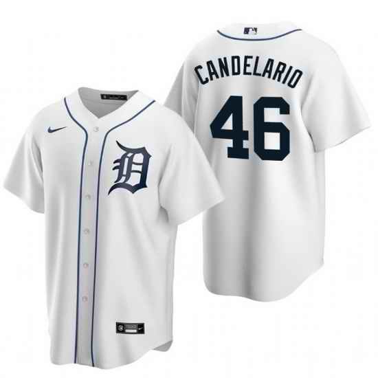 Men Detroit Tigers #46 Jeimer Candelario White Cool Base Stitched jersey->detroit tigers->MLB Jersey