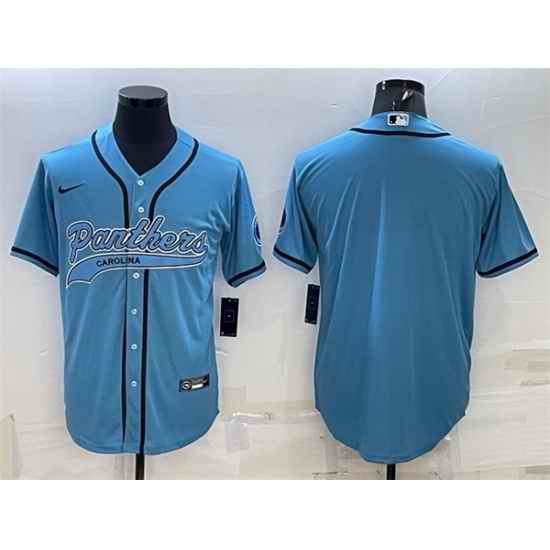 Men Carolina Panthers Blank Blue With Patch Cool Base Stitched Baseball Jersey->carolina panthers->NFL Jersey