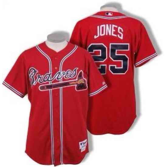 Men Atlanta Braves #25 Andruw Jones Red Cool Base Red Stitched MLB Jersey->customized nfl jersey->Custom Jersey