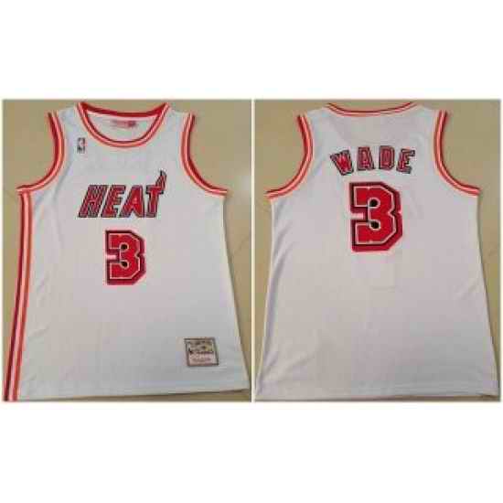 Men Miami Heat #3 Dwyane Wade Throwback Stitched Basketball Jersey->milwaukee bucks->NBA Jersey