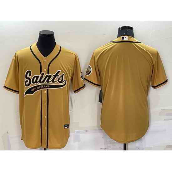 Men New Orleans Saints Blank Gold Cool Base Stitched Baseball Jersey->new orleans saints->NFL Jersey