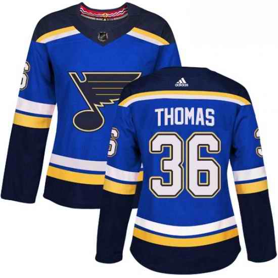 Womens Adidas St Louis Blues #36 Robert Thomas Authentic Royal Blue Home NHL Jersey->women nhl jersey->Women Jersey