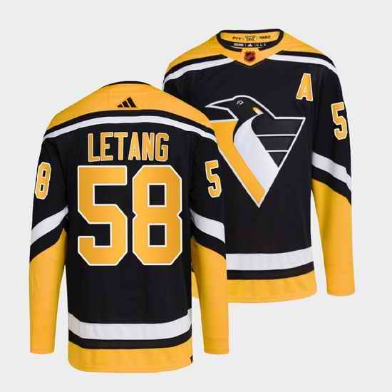 Men Pittsburgh Penguins #58 Kris Letang Black 2022 Reverse Retro Stitched Jersey->pittsburgh penguins->NHL Jersey