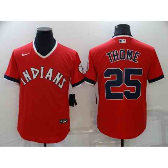 Men Cleveland Indians #25 Jim Thome Red Stitched Baseball Jersey->atlanta braves->MLB Jersey