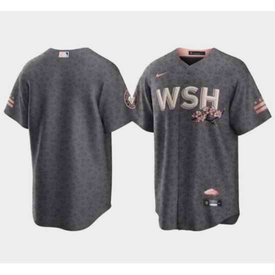 Men Washington Nationals Blank 2022 Grey City Connect Cherry Blossom Cool Base Stitched jersey->houston astros->MLB Jersey