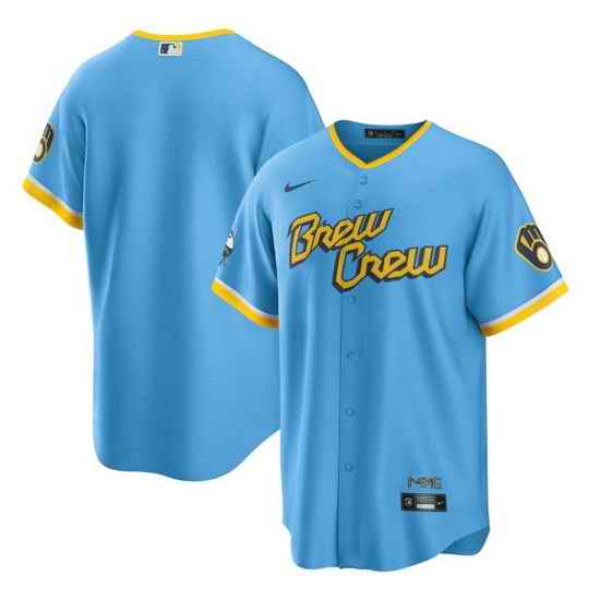 Men Milwaukee Brewers Blank Powder Blue 2022 City Connect Cool Base Stitched Jersey->new york yankees->MLB Jersey