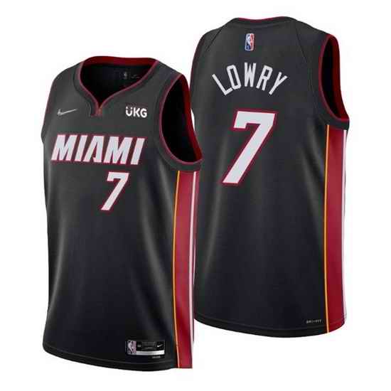Men Miami Heat #7 Kyle Lowry Black Icon Edition 75th Anniversary Stitched Jersey->miami heat->NBA Jersey