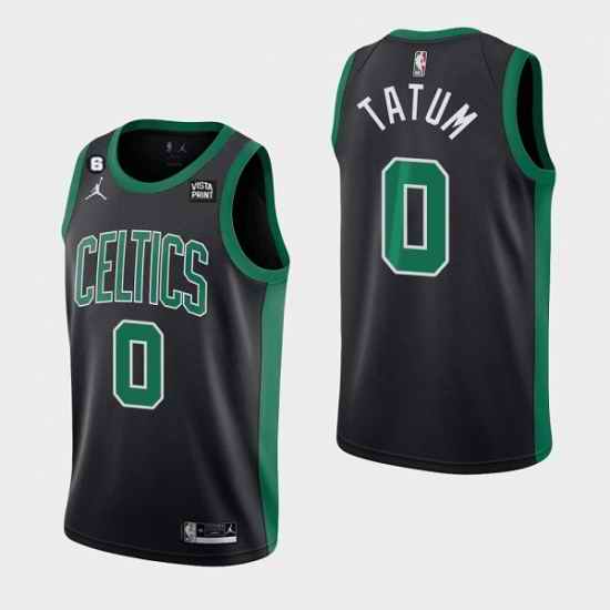 Men Boston Celtics #0 Jayson Tatum Black No 6 Patch Stitched Basketball Jersey->michigan wolverines->NCAA Jersey