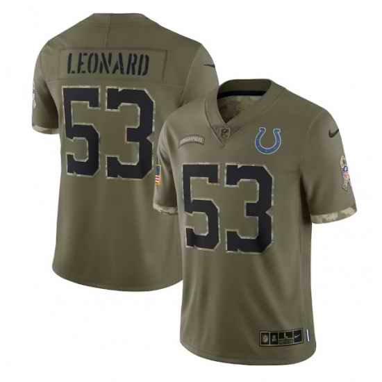 Men Indianapolis Colts #53 Shaquille Leonard Olive 2022 Salute To Service Limited Stitched Jersey->indianapolis colts->NFL Jersey