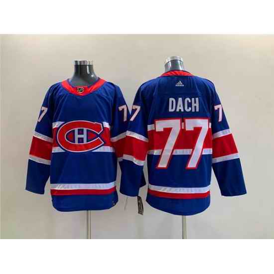 Men Montreal Canadiens #77 Kirby Dach Blue Stitched Jersey->carolina hurricanes->NHL Jersey