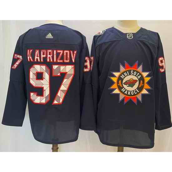 Men Minnesota Wild #97 Kirill Kaprizov Navy 2022 Adidas jersey->anaheim ducks->NHL Jersey