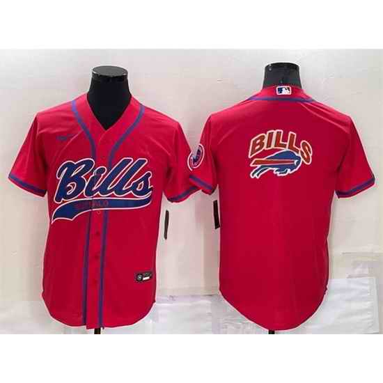 Men Buffalo Bills Red Team Big Logo With Patch Cool Base Stitched Baseb->buffalo bills->NFL Jersey
