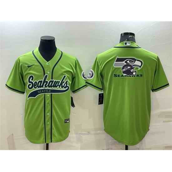 Men Seattle Seahawks Green Team Big Logo With Patch Cool Base Stitched Baseball Jersey->seattle seahawks->NFL Jersey