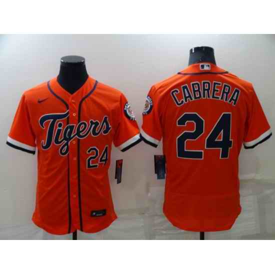 Men Detroit Tigers #24 Miguel Cabrera Orange Flex Base Stitched Jerse->houston astros->MLB Jersey