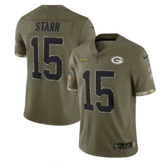 Men Green Bay Packers #15 Bart Starr Olive 2022 Salute To Service Limited Stitched Jersey->green bay packers->NFL Jersey