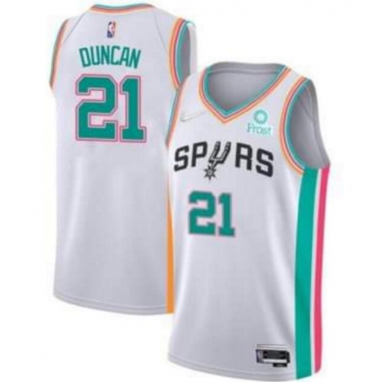 Men San Antonio Spurs Tim Duncan 2022 White City Diamond 75th Anniversary Jersey->ohio state buckeyes->NCAA Jersey
