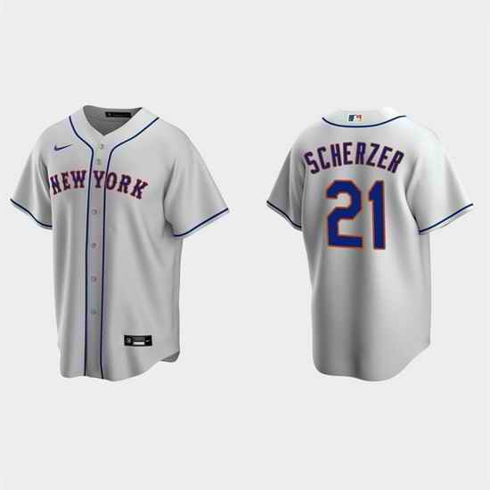 Men New York Mets #21 Max Scherzer Grey Cool Base Stitched Baseball jersey->new york mets->MLB Jersey