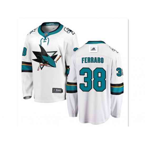 men San Jose Sharks #38 mario ferraro branded away breakaway white jersey->anaheim ducks->NHL Jersey