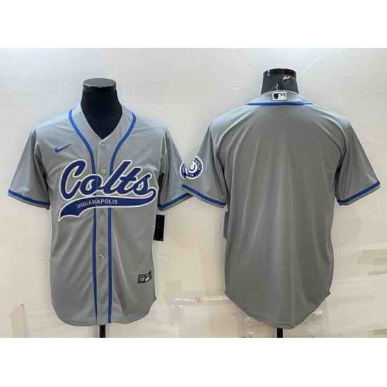 Men Indianapolis Colts Blank Grey Cool Base Stitched Baseball Jersey->denver broncos->NFL Jersey
