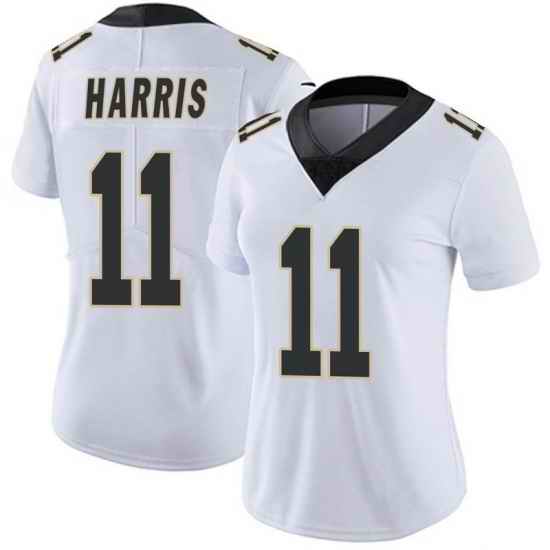 Women New Orleans Saints Deonte Harris #11 White Vapor Limited Stitched NFL Colo->women nfl jersey->Women Jersey