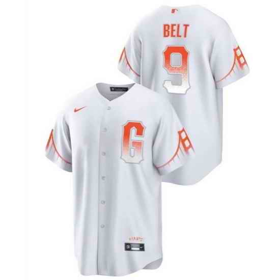 Men San Francisco Giants #9 Brandon Belt White City Connect Cool Base Stitched Jersey->seattle mariners->MLB Jersey