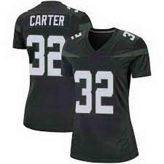 Women New York Jets Michael Carter #32 Black Vapor Limited Stitched Football Jersey->women nfl jersey->Women Jersey