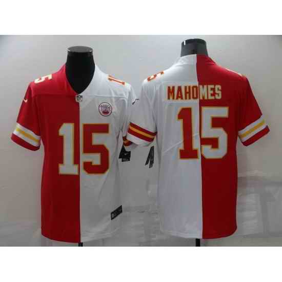 Men Kansas City Chiefs #15 Patrick Mahomes Red White Split Vapor Limited Stitched Jersey->kansas city chiefs->NFL Jersey
