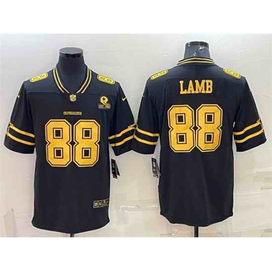 Men Dallas Cowboys #88 CeeDee Lamb Black Gold Edition With 1960 Patch Limited Stitched Football Jersey->dallas cowboys->NFL Jersey