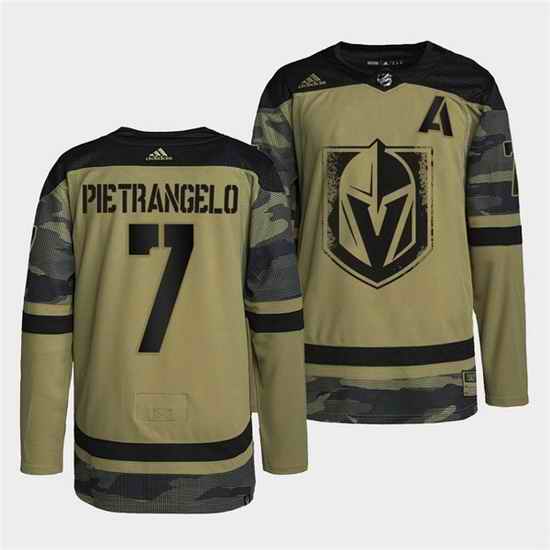 Men Vegas Golden Knights #7 Alex Pietrangelo 2022 Camo Military Appreciation Night Stitched jersey->vancouver canucks->NHL Jersey