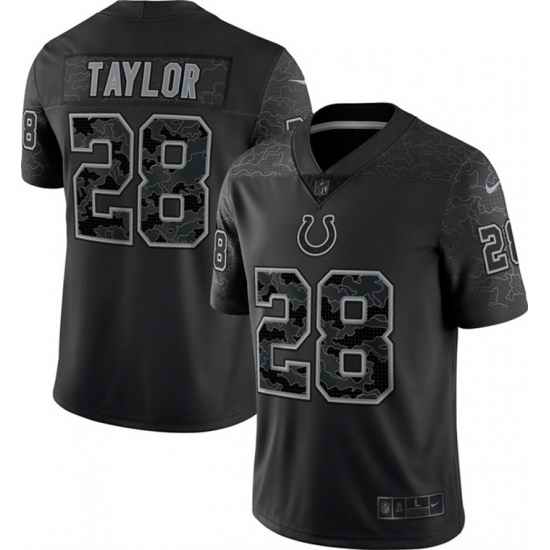 Men Indianapolis Colts #28 Jonathan Taylor Black Reflective Limited Stitched Football Jersey->green bay packers->NFL Jersey