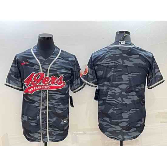 Men San Francisco 49ers Blank Grey Camo With Patch Cool Base Stitched Baseball Jersey->seattle seahawks->NFL Jersey
