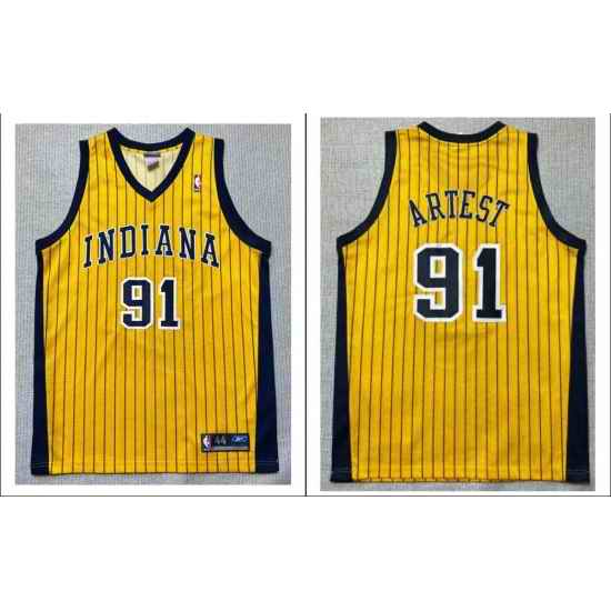 Men Reebok Ron Artest Indiana Pacers #91 Malice In The Palace Pinstripe Jersey->denver nuggets->NBA Jersey