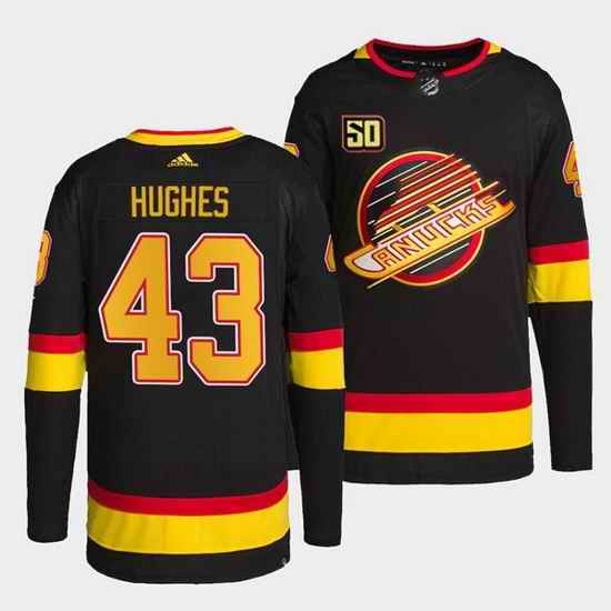 Men Vancouver Canucks #43 Quinn Hughes 50th Anniversary Black Stitched jersey->vegas golden knights->NHL Jersey