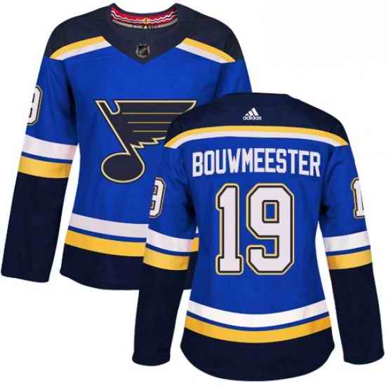 Womens Adidas St Louis Blues #19 Jay Bouwmeester Authentic Royal Blue Home NHL Jersey->women nhl jersey->Women Jersey