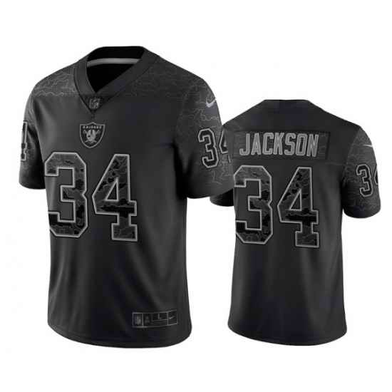 Men Las Vegas Raiders #34 Bo Jackson Black Reflective Limited Stitched Football Jersey->philadelphia eagles->NFL Jersey
