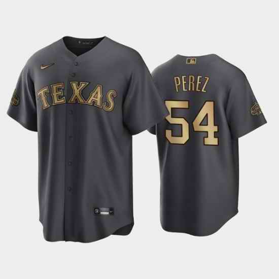 Men Texas Rangers #54 Martin Perez 2022 All Star Charcoal Cool Base Stitched Baseball Jersey->los angeles angels->MLB Jersey