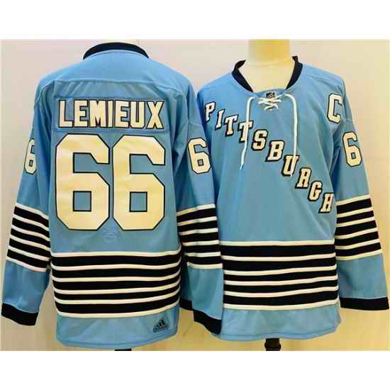 Men Pittsburgh Penguins #66 Mario Lemieux Blue Team Classics Stitched NHL Jersey->montreal canadiens->NHL Jersey