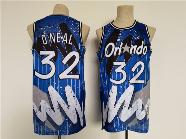 Men's Orlando Magic #32 Shaquille O'Neal Blue Throwback basketball Jersey->los angeles lakers->NBA Jersey