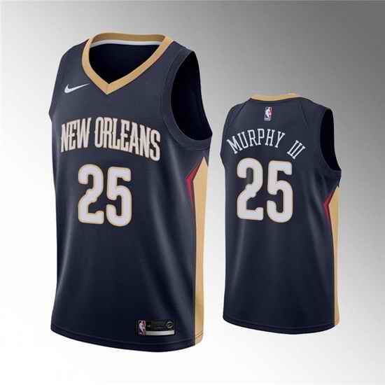 Men New Orleans Pelicans #25 Trey Murphy III Navy Icon Edition Stitched Jersey->new orleans pelicans->NBA Jersey