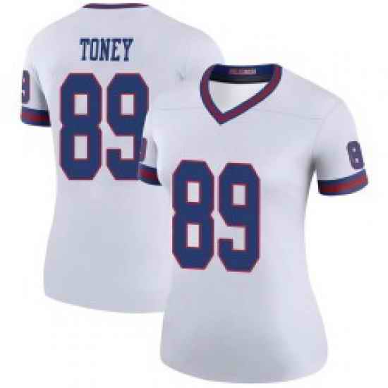 Women Nike New York Giants #89 Kadarius Toney White Rush Stitched NFL Jersey->women nfl jersey->Women Jersey