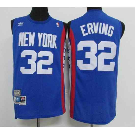 Men Adidas Brooklyn Nets #32 Julius Erving Blue ABA Retro Throwback NBA Jersey->brooklyn nets->NBA Jersey