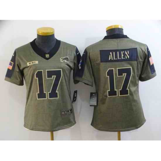 Women's Buffalo Bills #17 Josh Allen Nike Olive 2021 Salute To Service Limited Player Jersey->women nfl jersey->Women Jersey