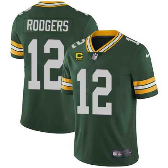 Men Green Bay Packers #12 Aaron Rodgers Green With 4-star C Patch Vapor Untouchable Stitched NFL Limited Jersey->green bay packers->NFL Jersey